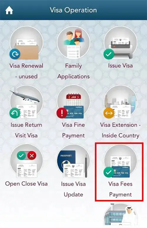 Paying family visa fee online in Qatar