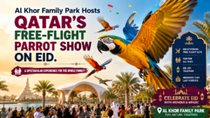 Al Khor Family Park Hosts Qatar's Free-Flight Parrot Show on Eid
